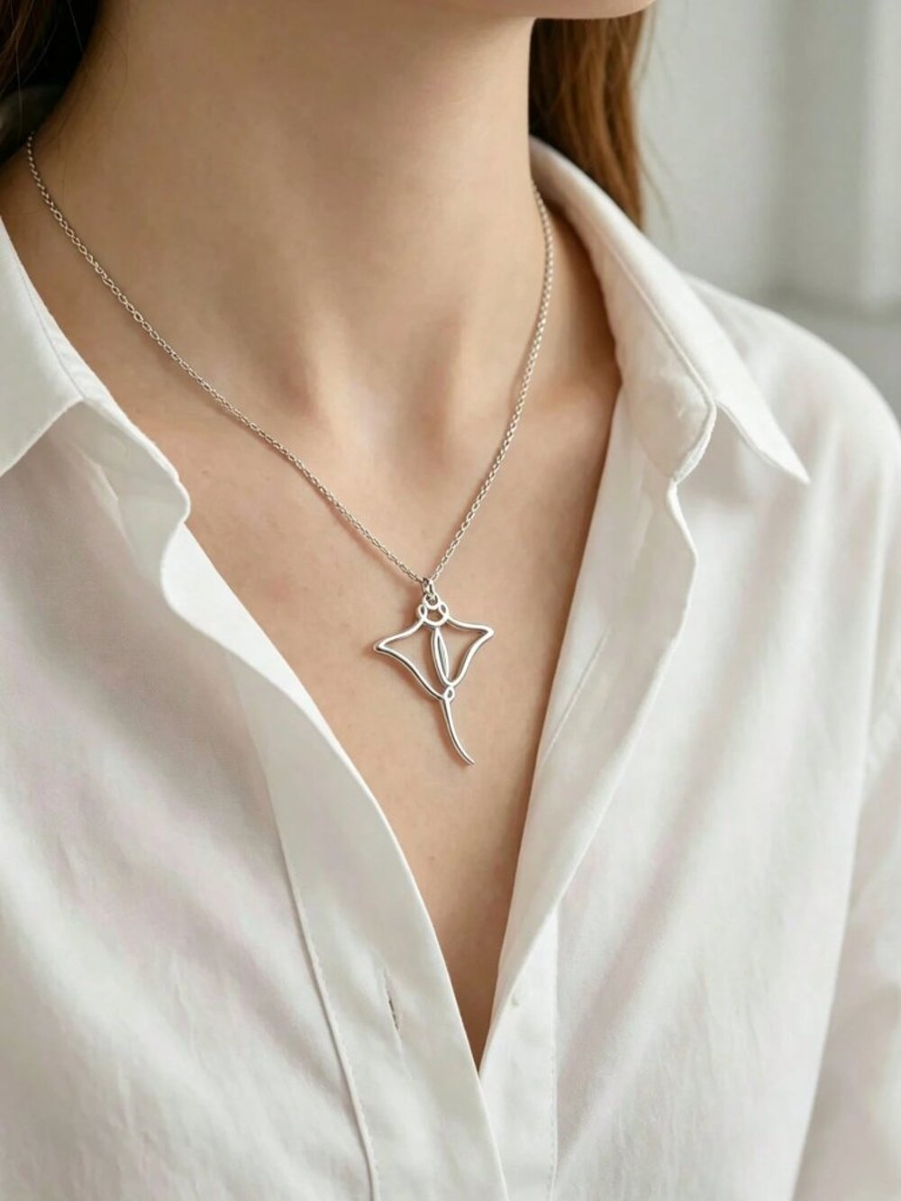18K Gold Plated Stingray Necklace, Stingray Pendant